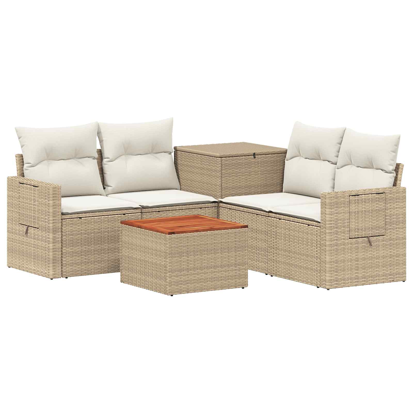 Vidaxl Sofa Set 6 Pcs Beige And Cream White Poly Rattan And Steel