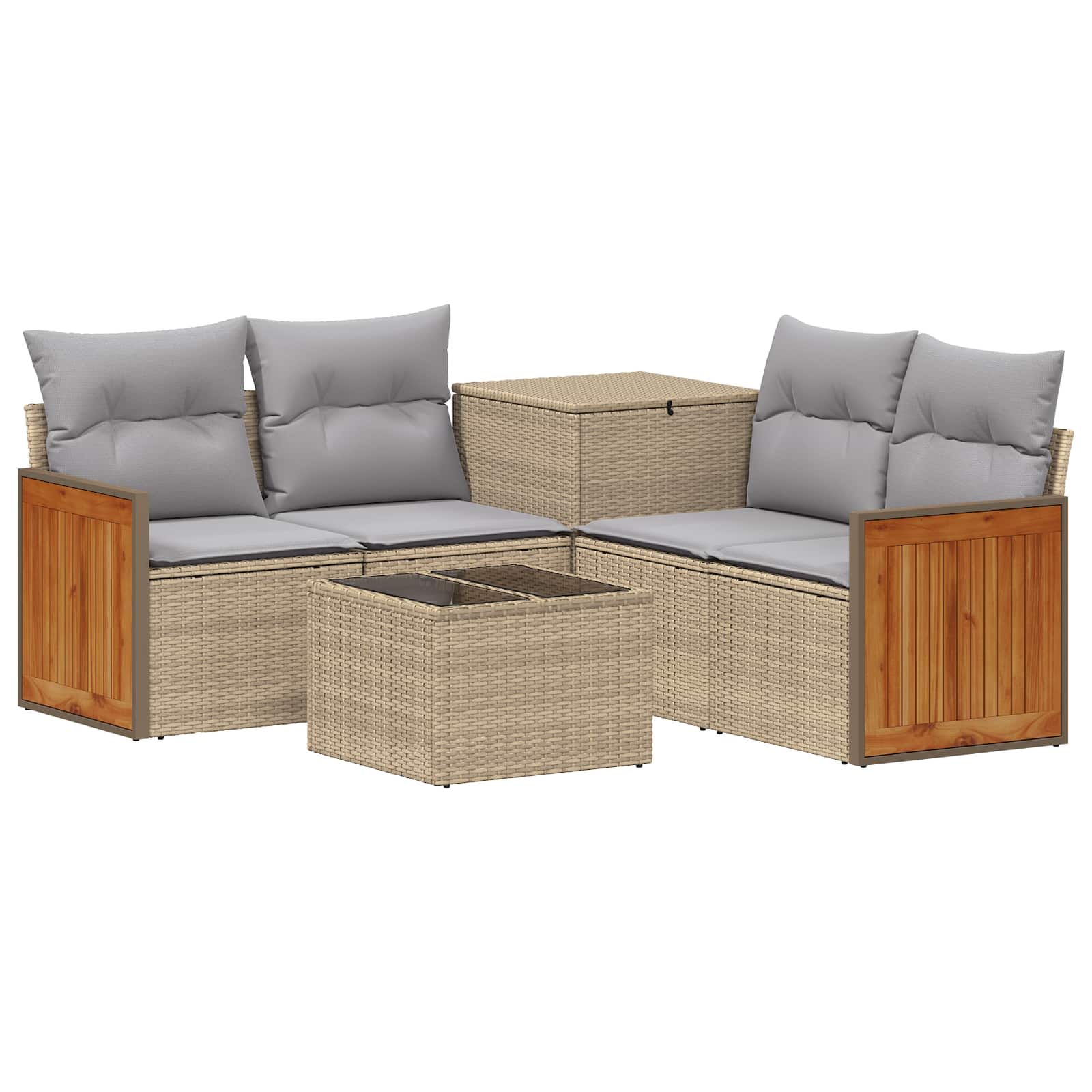 Vidaxl Sofa Set 6 Pcs Beige And Light Grey Poly Rattan And Steel
