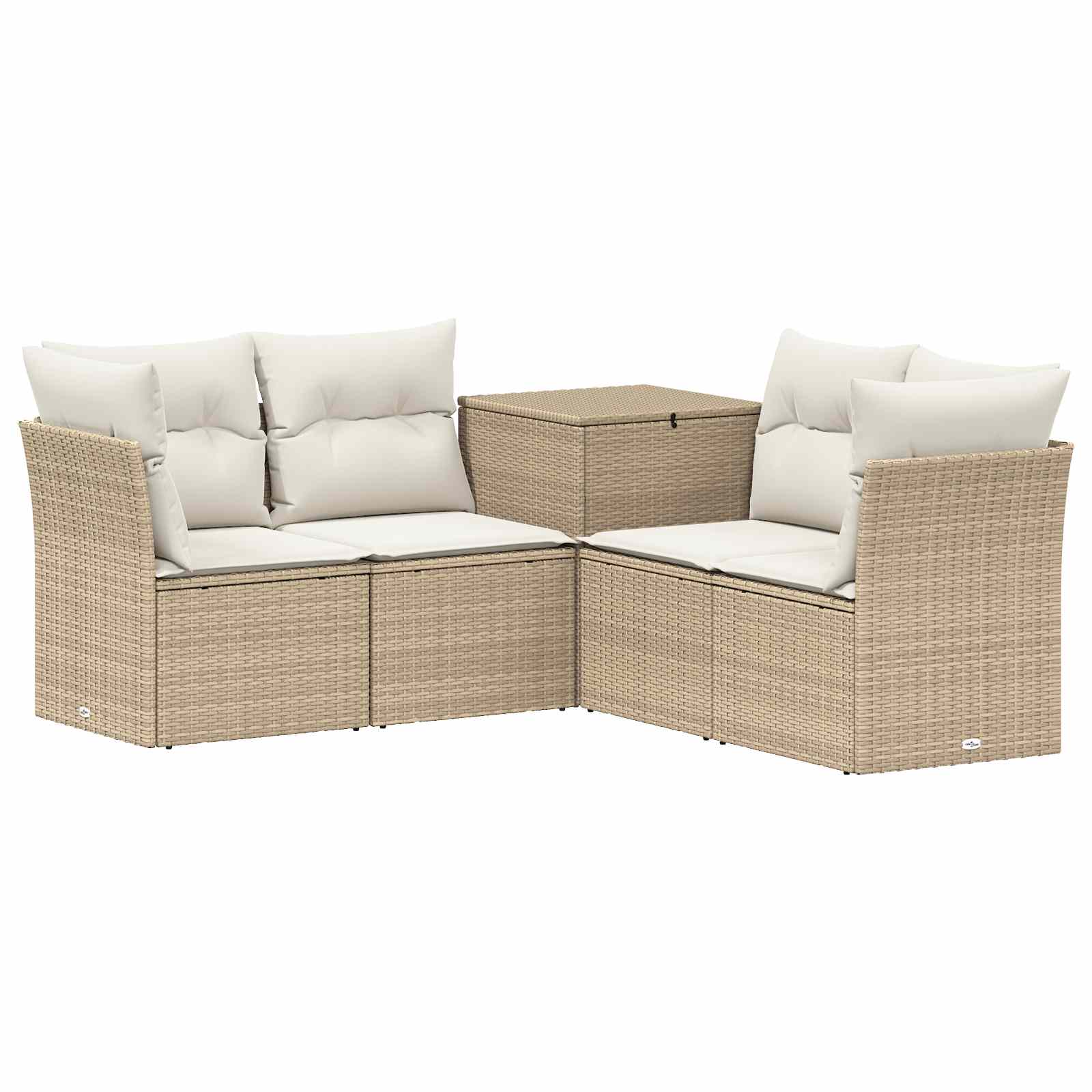 Vidaxl Sofa Set 5 Pcs Beige And Cream White Poly Rattan And Steel