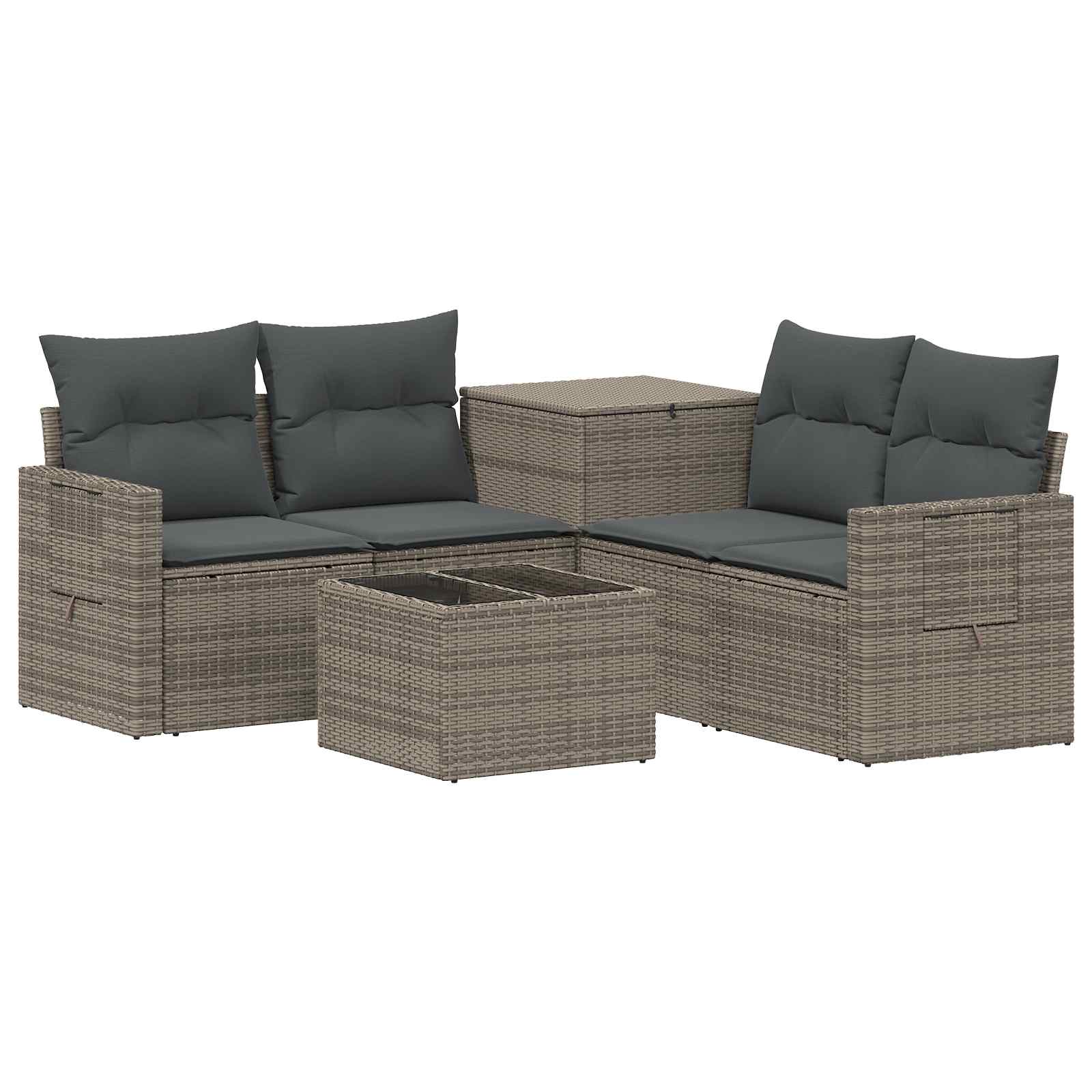 Vidaxl Sofa Set 6 Pcs Grey And Dark Grey Poly Rattan And Steel