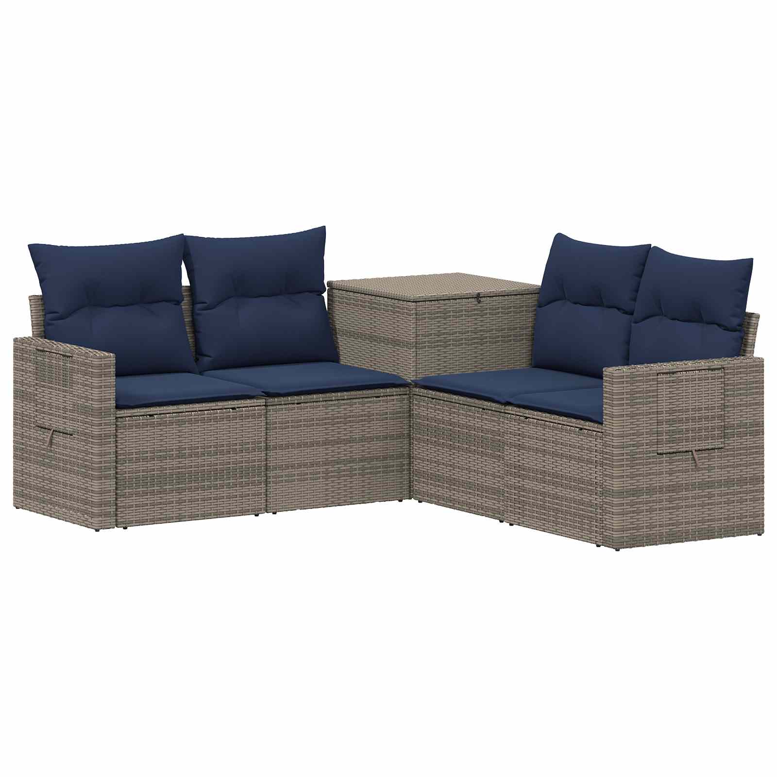 Vidaxl Sofa Set 5 Pcs Grey And Navy Blue 179 X 179 X 85 Cm