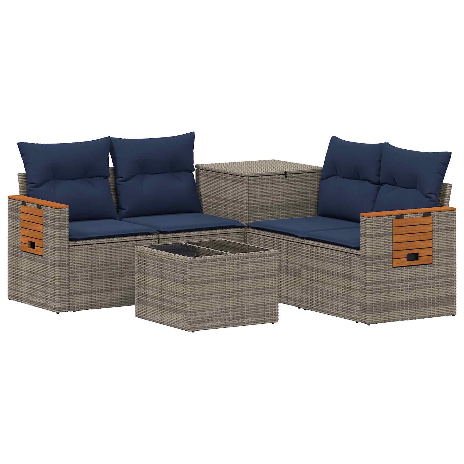 Vidaxl Sofa Set 6 Pcs Grey And Navy Blue 55 X 55 X 37 Cm