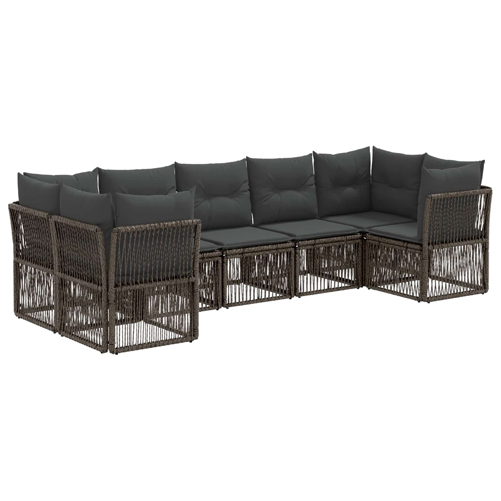 Vidaxl Garden Sofa Set 7 Pcs 7-seater Grey Poly Rattan
