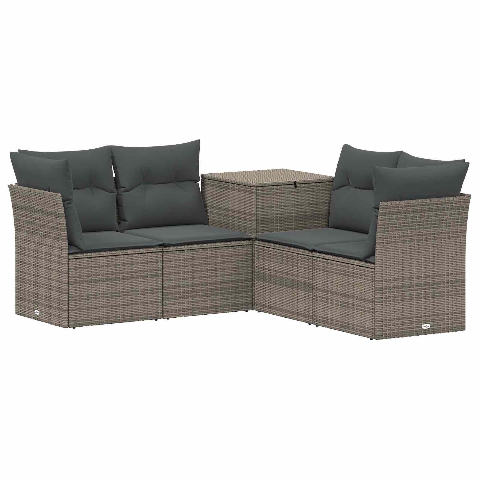 Vidaxl Sofa Set 5 Pcs Grey And Dark Grey Poly Rattan And Steel