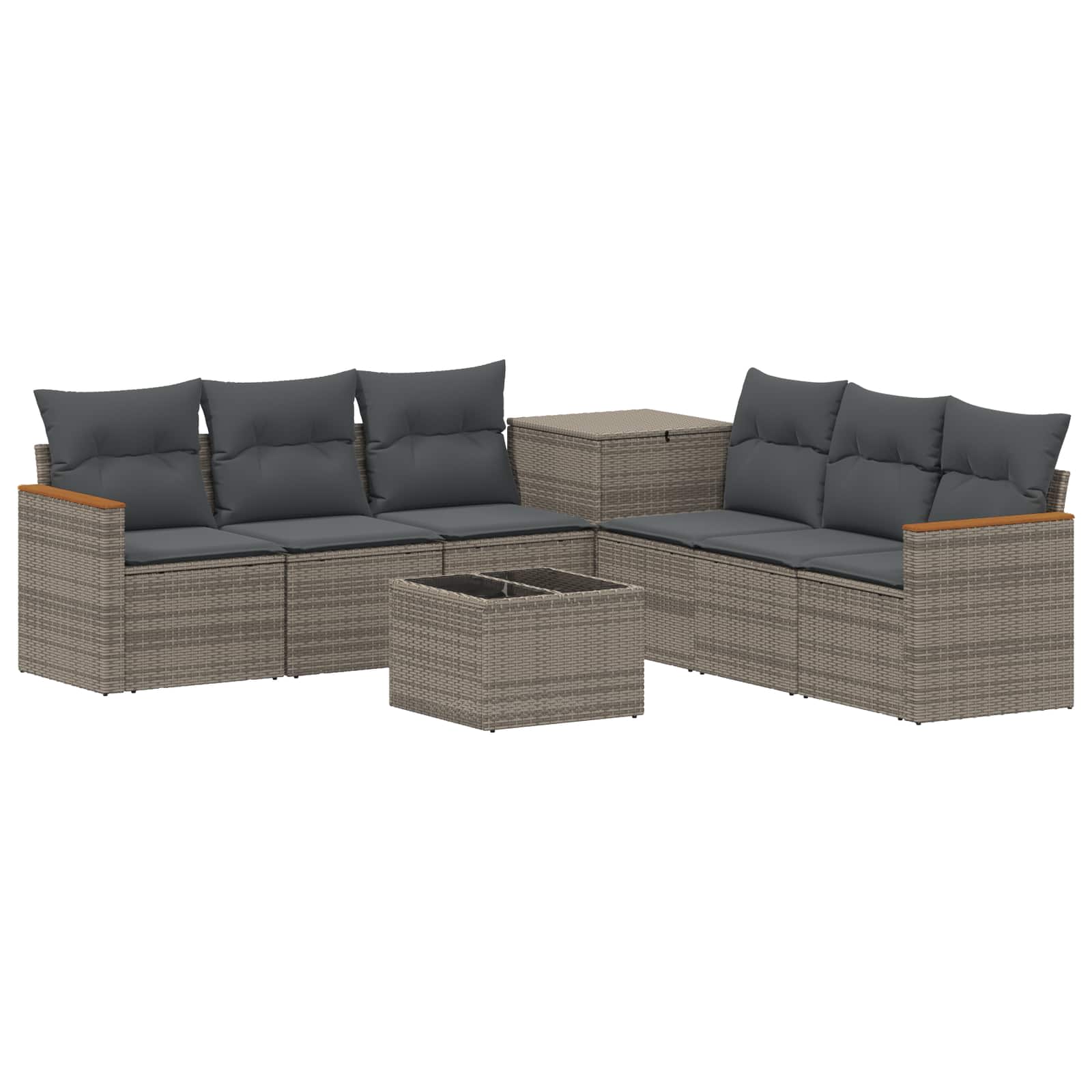 Vidaxl Sofa Set 8 Pcs Grey And Dark Grey Poly Rattan And Steel