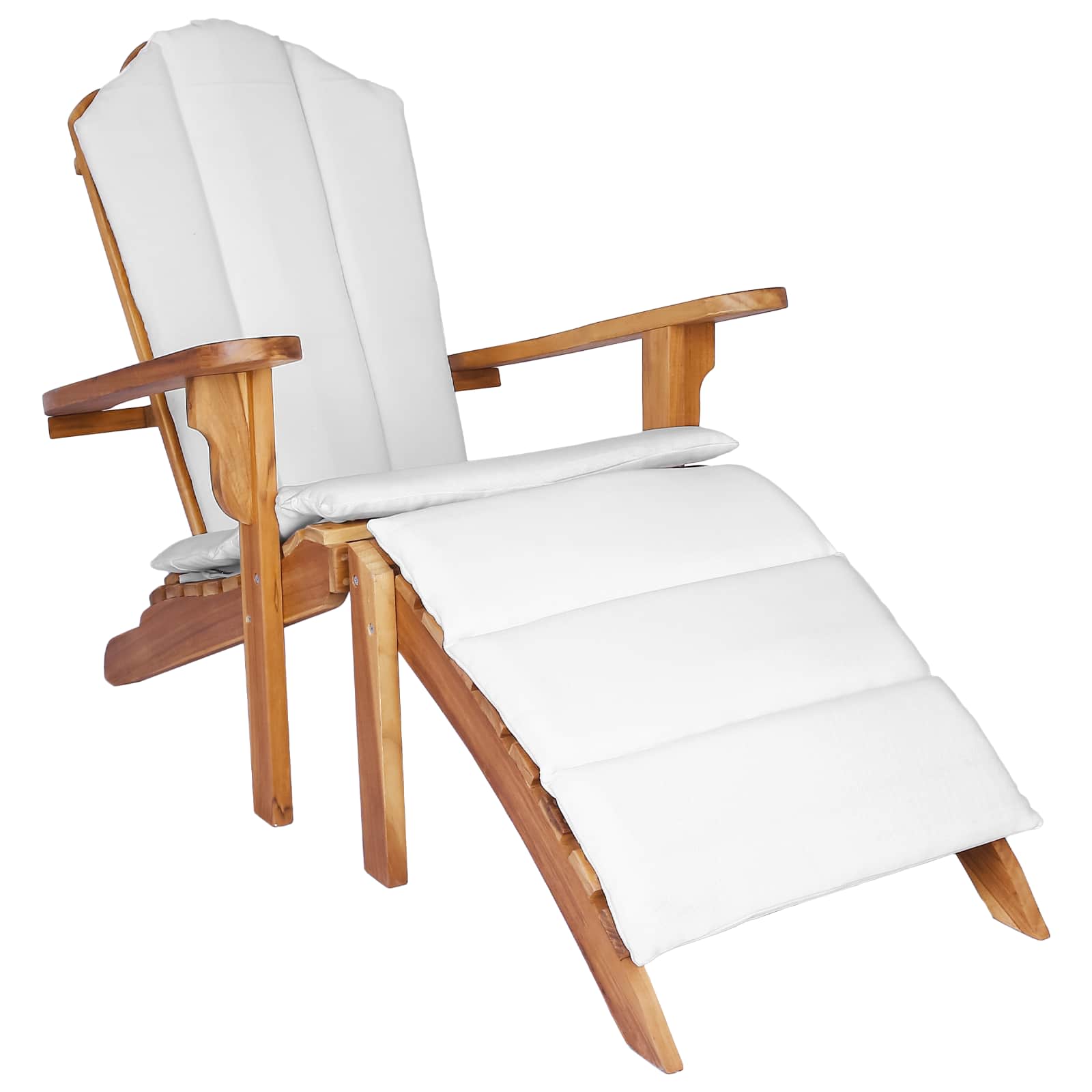 Vidaxl Garden Adirondack Chair With Footrest Natural Solid Teak Wood