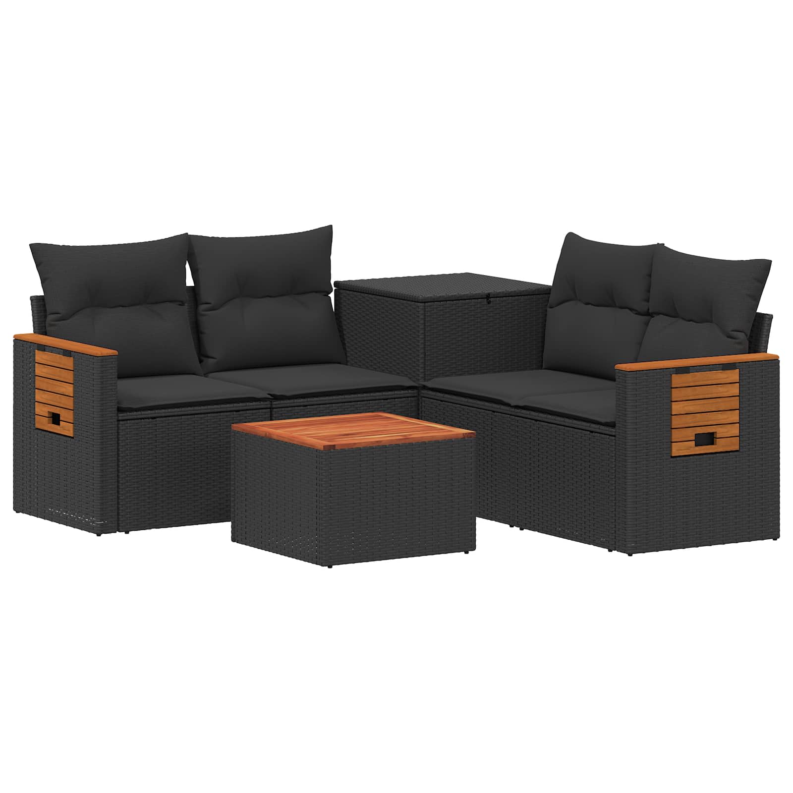 Vidaxl Sofa Set 6 Pcs Black 55 X 55 X 37 Cm Poly Rattan And Steel