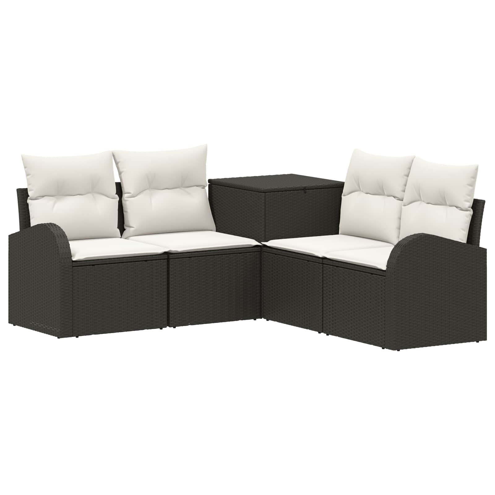 Vidaxl Sofa Set 5 Pcs Black And Cream White Poly Rattan And Steel