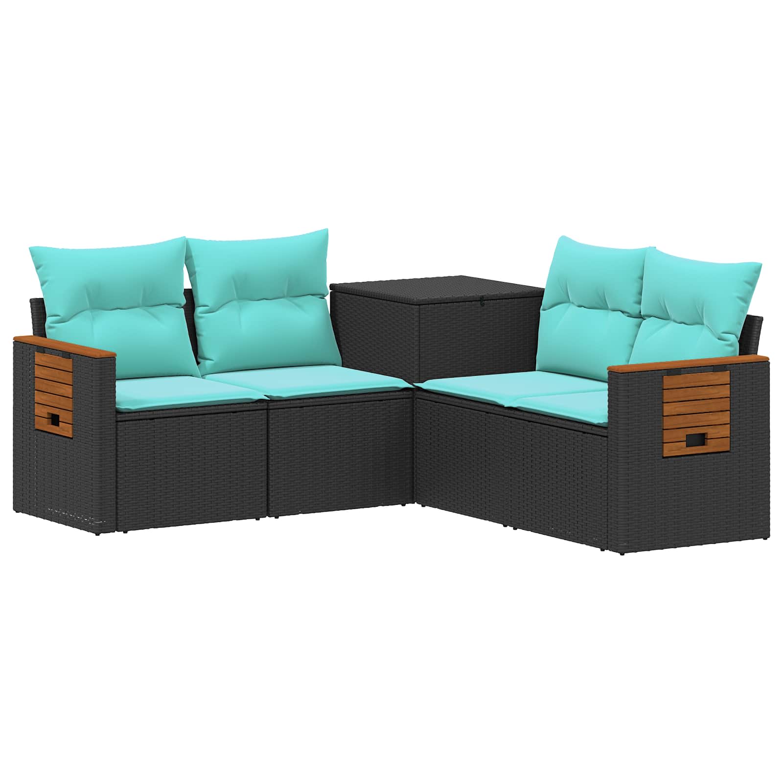 Vidaxl Sofa Set 5 Pcs Black And Blue 179 X 179 X 85 Cm