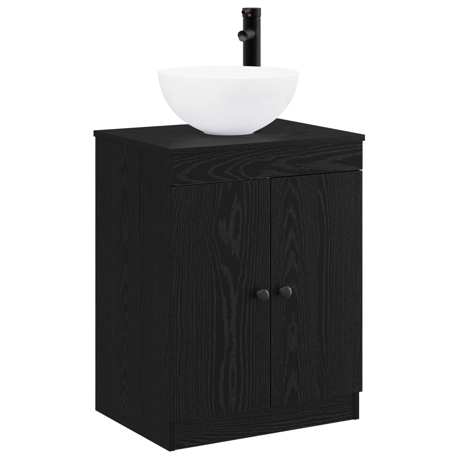 Vidaxl Bathroom Furniture Set Black Oak Engineered Wood