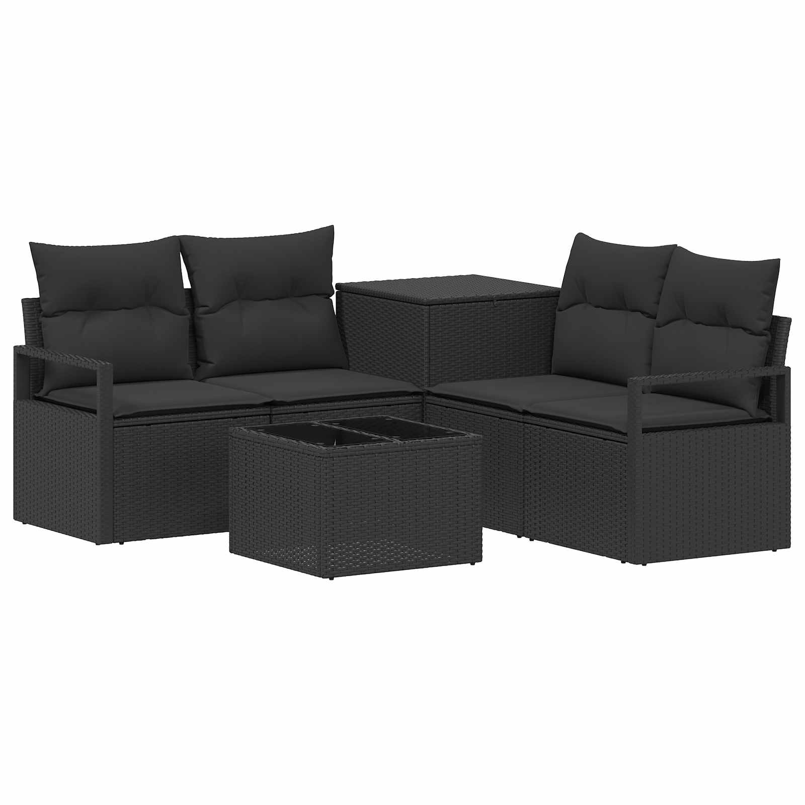 Vidaxl Sofa Set 6 Pcs Black Poly Rattan And Steel