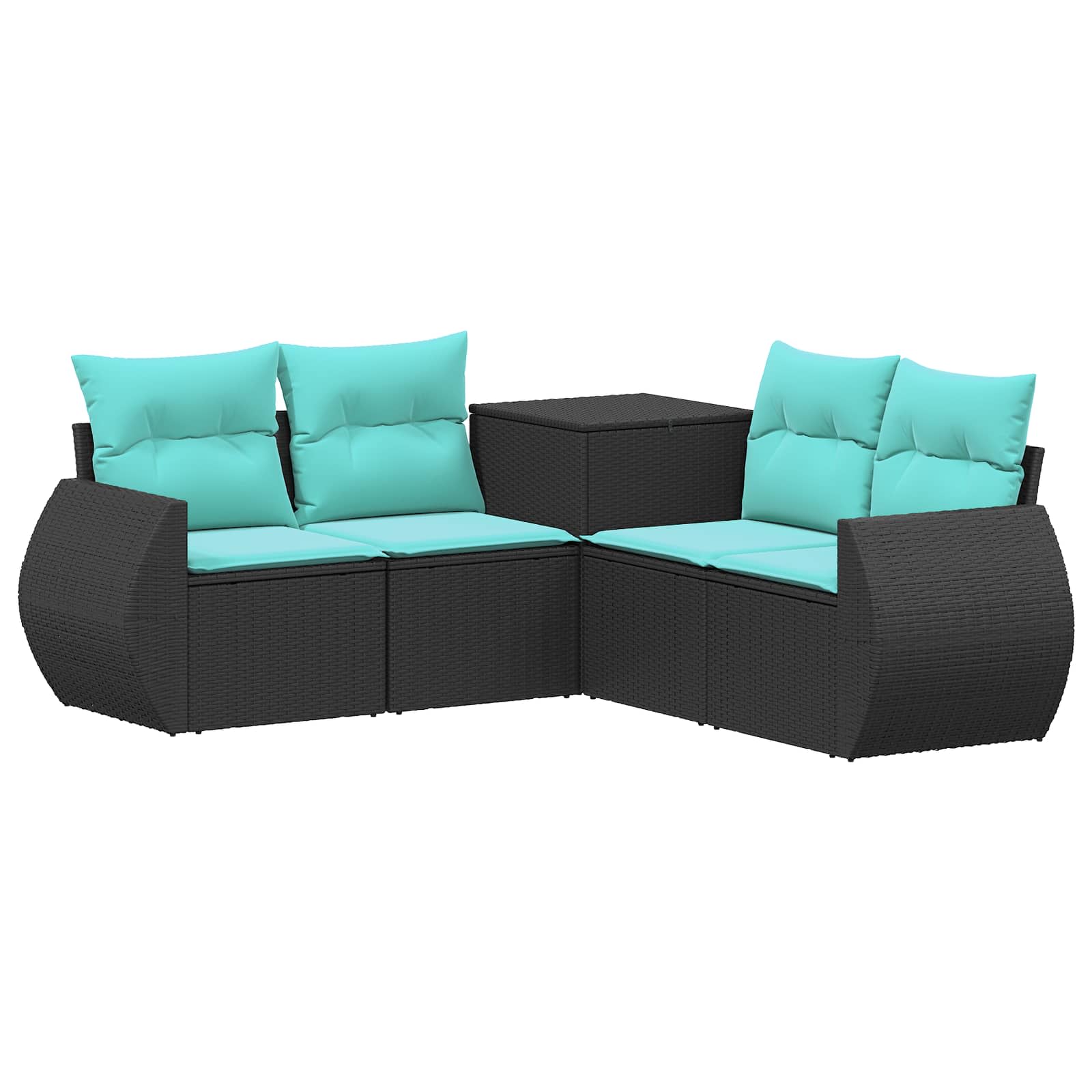 Vidaxl Sofa Set 5 Pcs Black And Blue 188 X 188 X 85 Cm