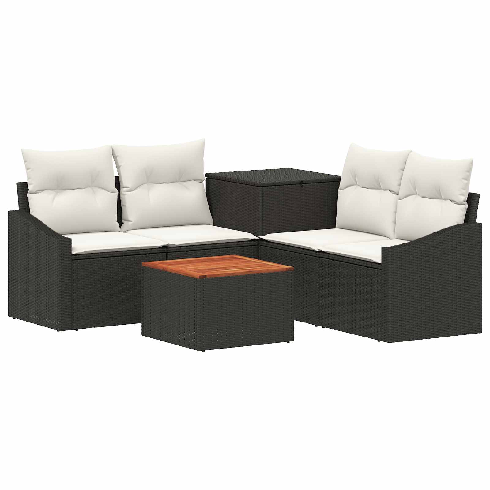 Vidaxl Sofa Set 6 Pcs Black And Cream White Poly Rattan And Steel
