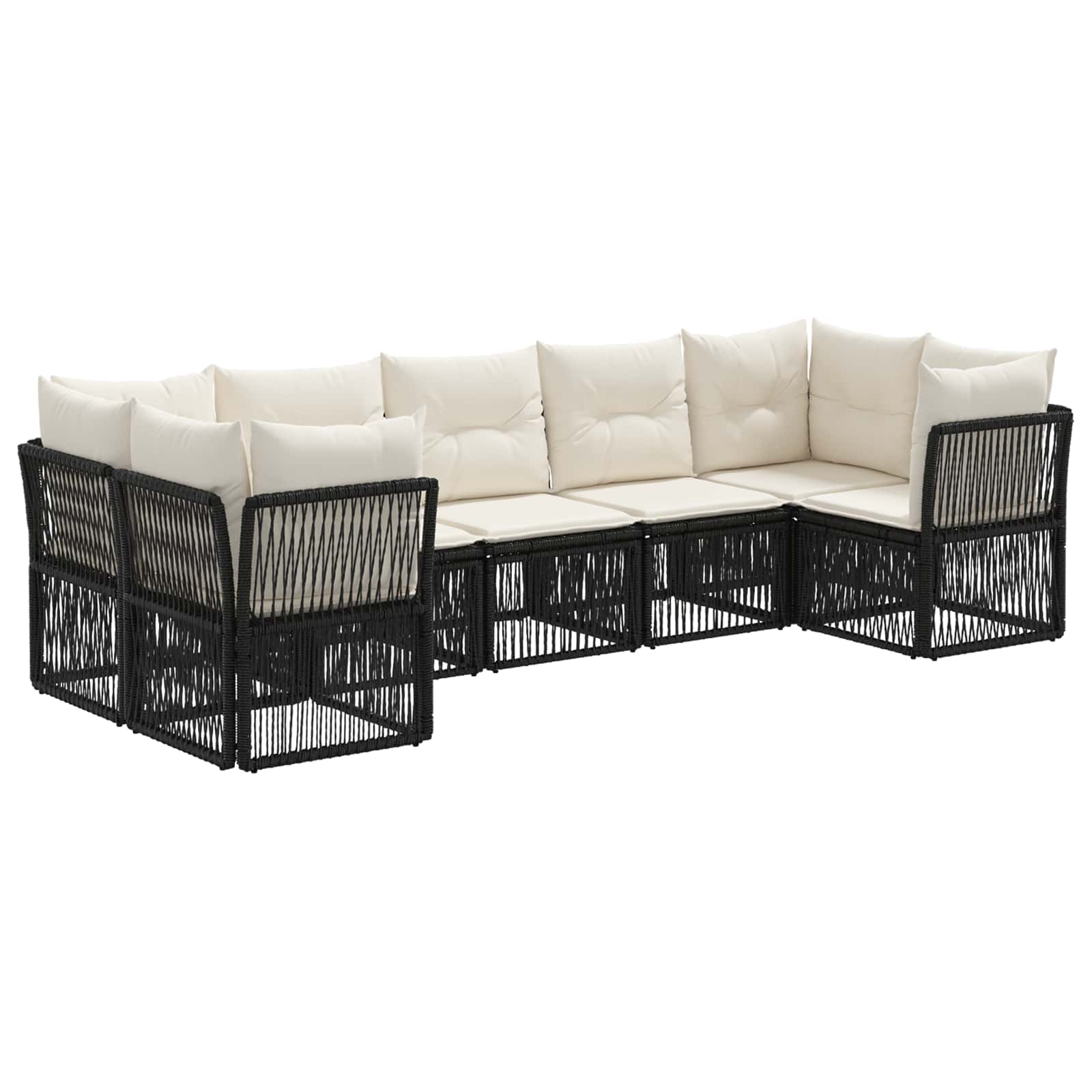 Vidaxl Garden Sofa Set 7 Pcs 7-seater Black Poly Rattan