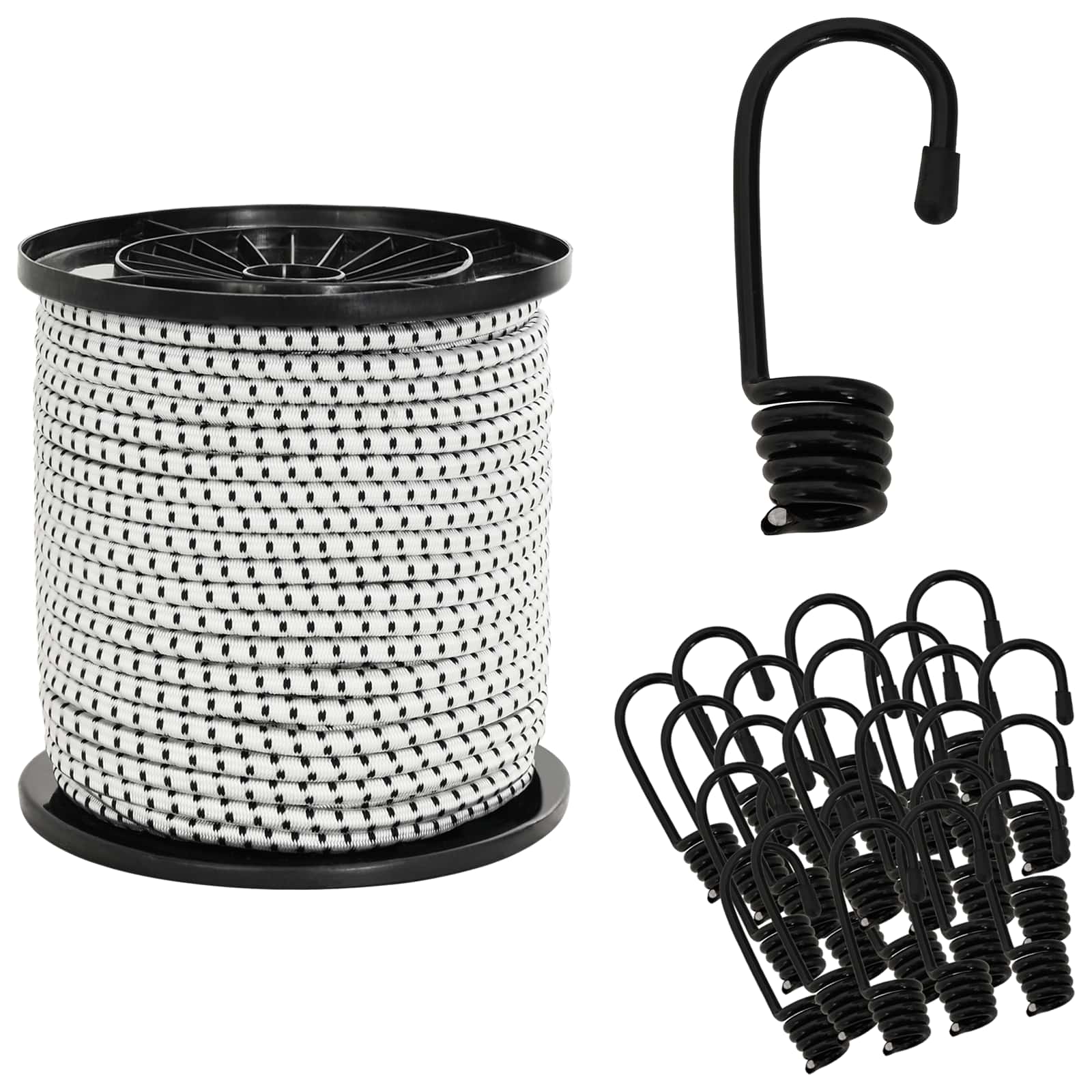 Vidaxl Bungee Cords With Hooks 6 Mm Black And White Pp And Rubber