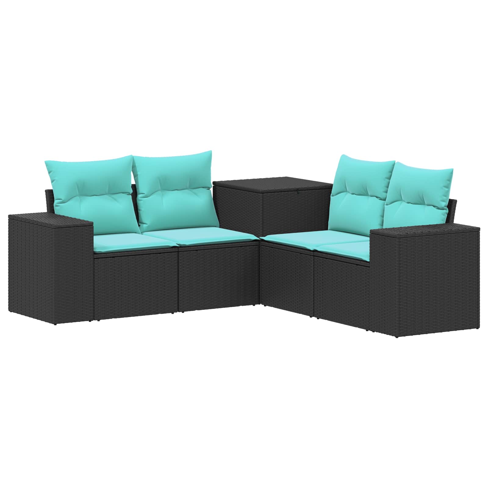 Vidaxl Sofa Set 5 Pcs Black And Blue 200 X 200 X 85 Cm