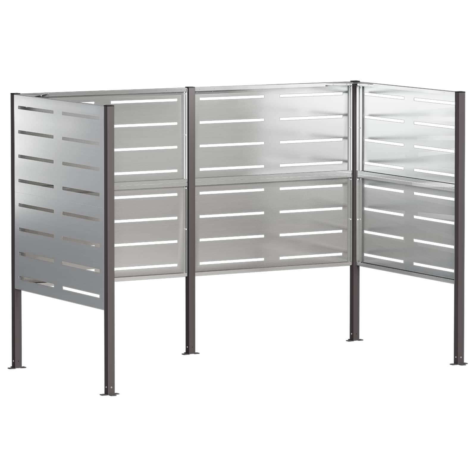 Vidaxl Wheelie Bin Screen 167 X 85 X 113 Cm Galvanised Steel Silver