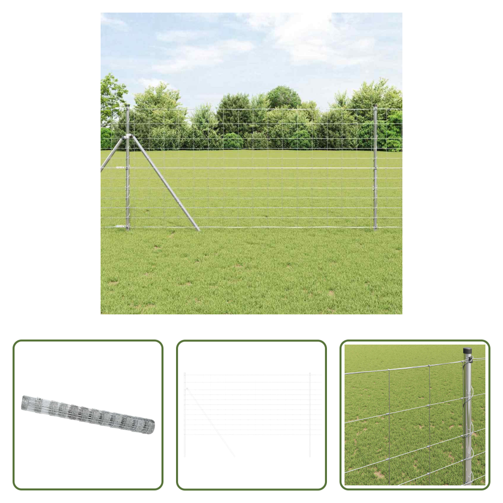 Vidaxl Verzinkter Stahl - Feldzaun Silber 25 X 1,2 M Verzinkter Stahl