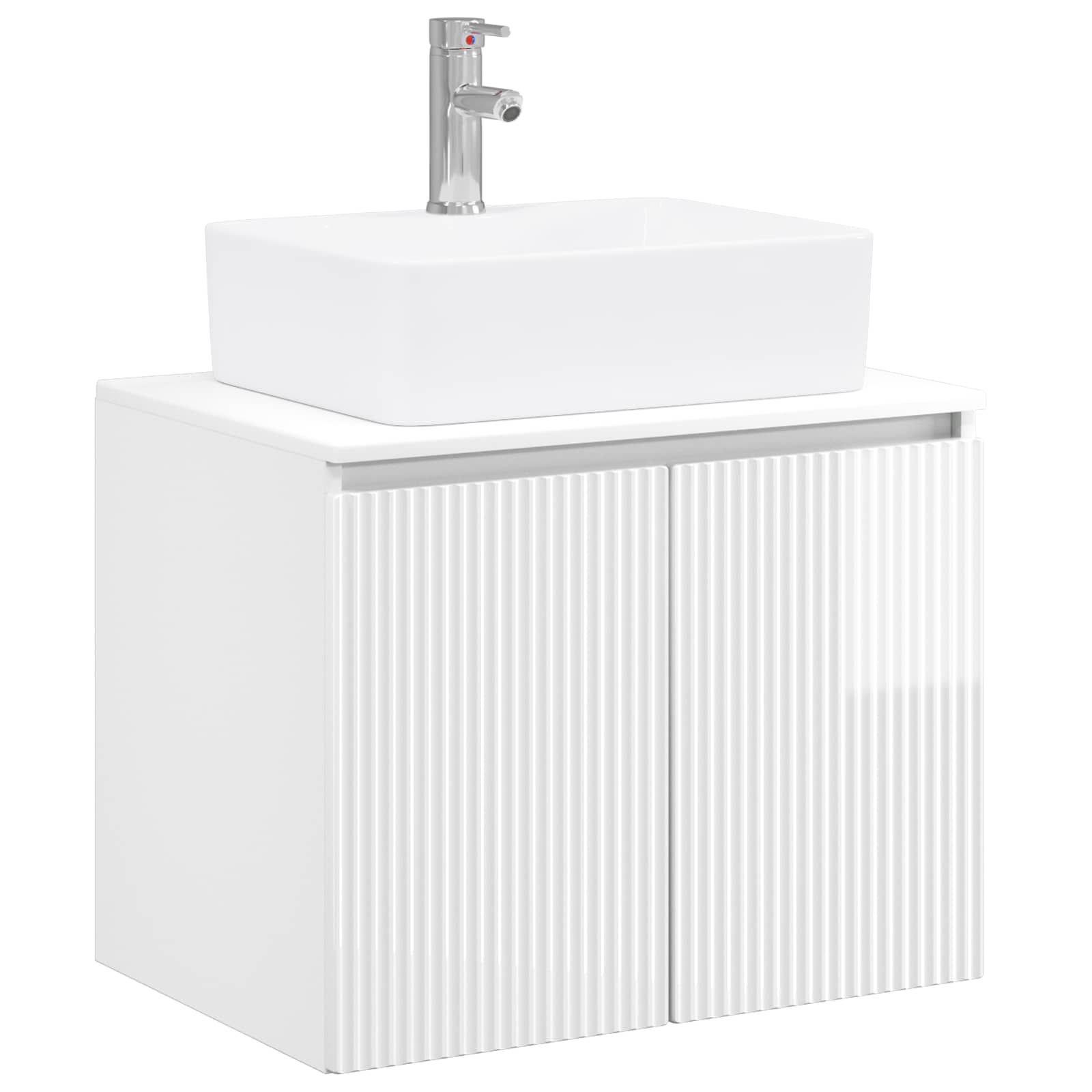 Vidaxl Bathroom Furniture Set High Gloss White Engineered Wood