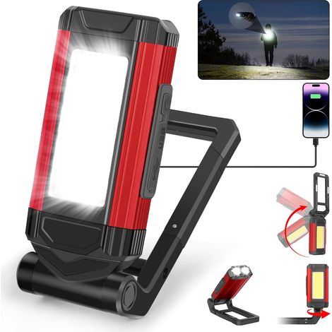 Akkulampe Mit Led, 360° Drehbar, Mit Klappbarem Haken Und Magnetischer Cob-taschenlampe Für Auto Und Notfälle