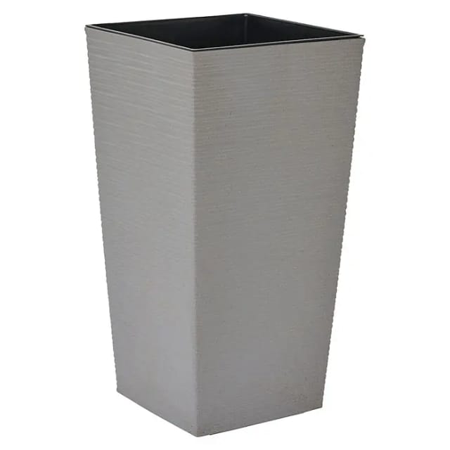 Siena Garden - Pflanzgefäße Nizza Groove Grau Rillenoptik, 40 X 75 Cm Kunststoffgefäß Mit Holzfaseranteil Und Einsatz