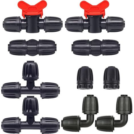 Lot 10 Bewässerungsverbinder – Umschaltventil – Pe – Schlauch 16 Mm – Widerhaken-verriegelung – Verbinder – Gartenventil