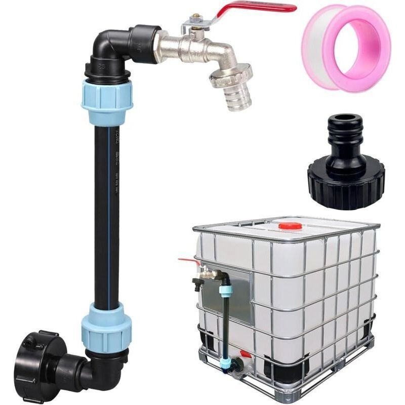 Robinet Cuve 1000l, Raccord Cuve 1000 Litres, Robinet Ibc Col De Cygne De Cuve, Adaptateur De Réservoir Ibc Adaptateur Cuve S60x6, Filetage Grossier 3/4'' Raccord Cuve Ibc Robinet Kit