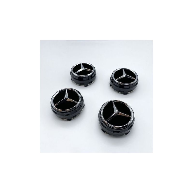 Allauve – Cache-moyeu 75mm Compatible Mercedes – Lot De 4 Capuchons Abs – Installation Rapide Sur Jantes Amg – Résistance Aux Chocs Et À L’usure