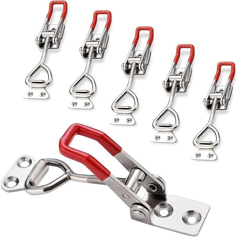 Loquet À Bascule En Métal, 6 Pcs Sauterelles Réglable Fermeture À Levier Loquets De Serrage Décharge Rapide D'Outil De Main Pour Portes Armoires Valises, 100kg / 220 Lbs Capacité