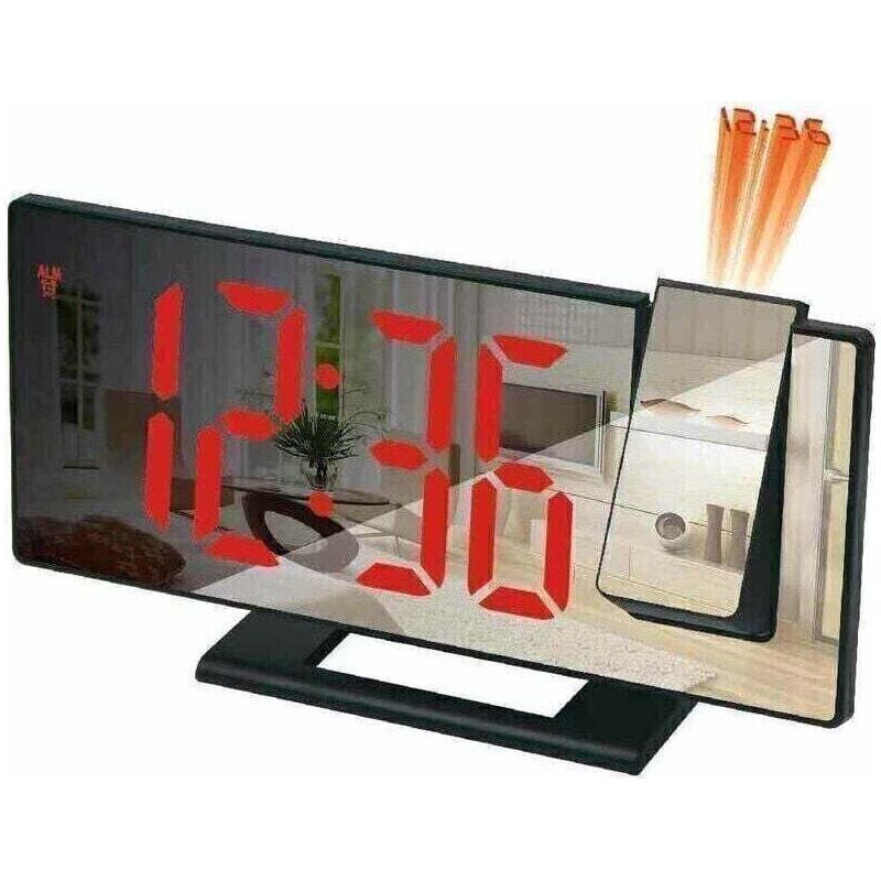 Ce Réveil Projecteur Pour Chambre À Coucher Est Doté D'Une Grande Horloge Numérique Avec Un Projecteur À 180°, Prend En Charge Les Modes 12/24 Heures, Possède Un Port De Chargement Usb, Affiche La Tem