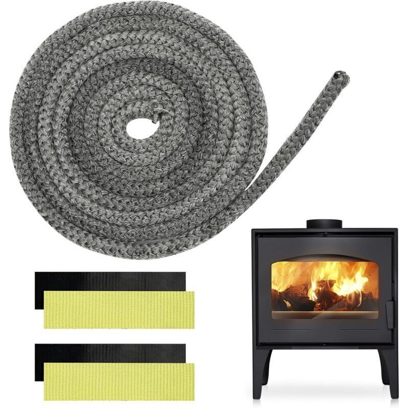 Enowelir Joint Tressé Pour Insert Et Poêle 8 Mm X 4 M, Joint D'Insert De Cheminée Avec 4 Bandes Pour Poêle À Bois, Cheminée, Chaleur, Porte De Four Résistant À La Chaleur Jusqu'à 550 °c
