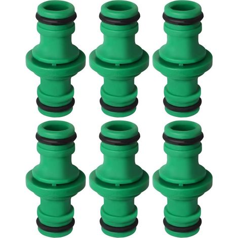 6 Stück Doppelrohrverbinder, Doppel-nippel Kunststoff-rohrverbinder Zum Verbinden Von Gartenschlauchrohren (grün)