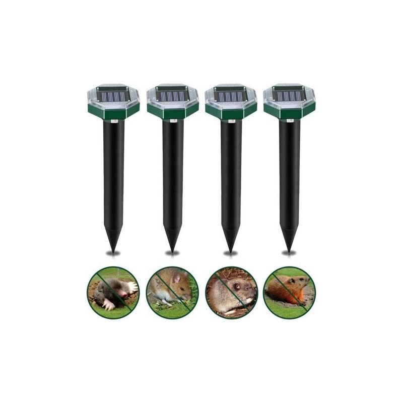 Pa Répulsif Taupe Solaire À Ultrason,lot De 4 Anti Taupe, Anti Taupe Solaire Vibration Et Ultrasons, Ip65 Imperméable, Répulsifs Solaires Pour Taupes