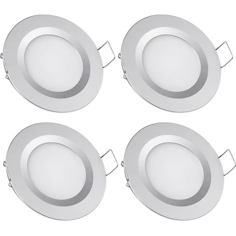 Set Aus 4 Led-einbauspots, 12v – Einbauöffnung 58-65mm – 3w, 6400k Kaltweiß – Ultraflach Für Wohnmobil Und Boot