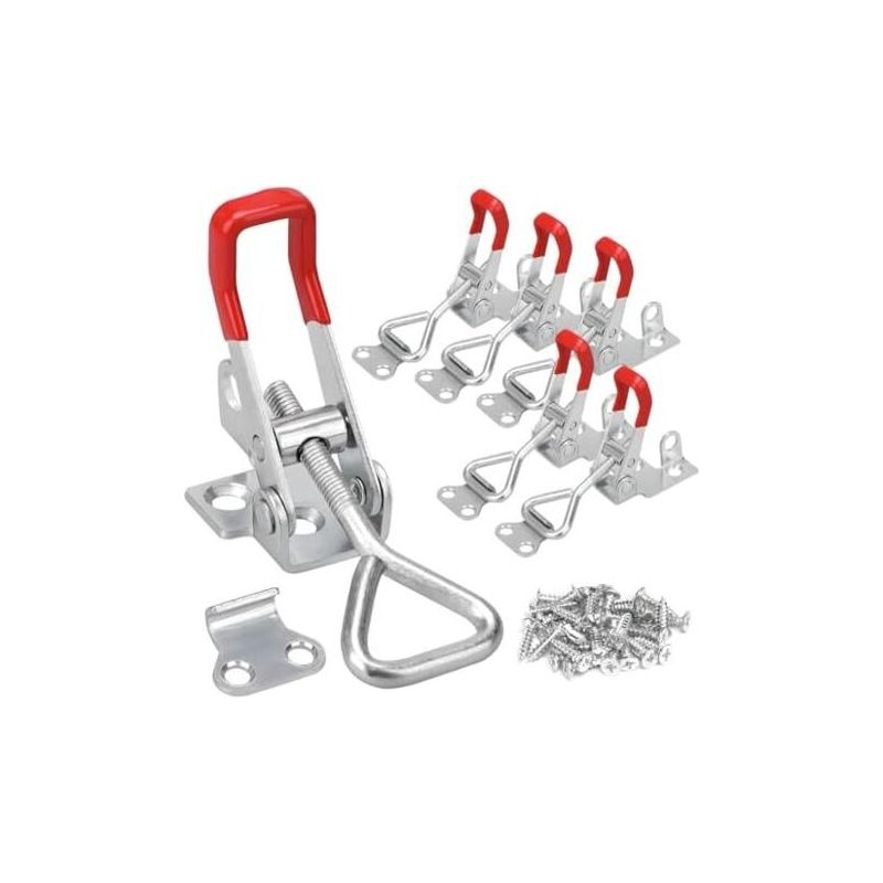 6 Pcs Loquet A Bascule, À Cerradura Sauterelle De Serrage Réglables, Fermeture Levier Ressort Fermoir Remorque En Métal Pour Armoires Valises Portes(100 Kg) Argent --chrom