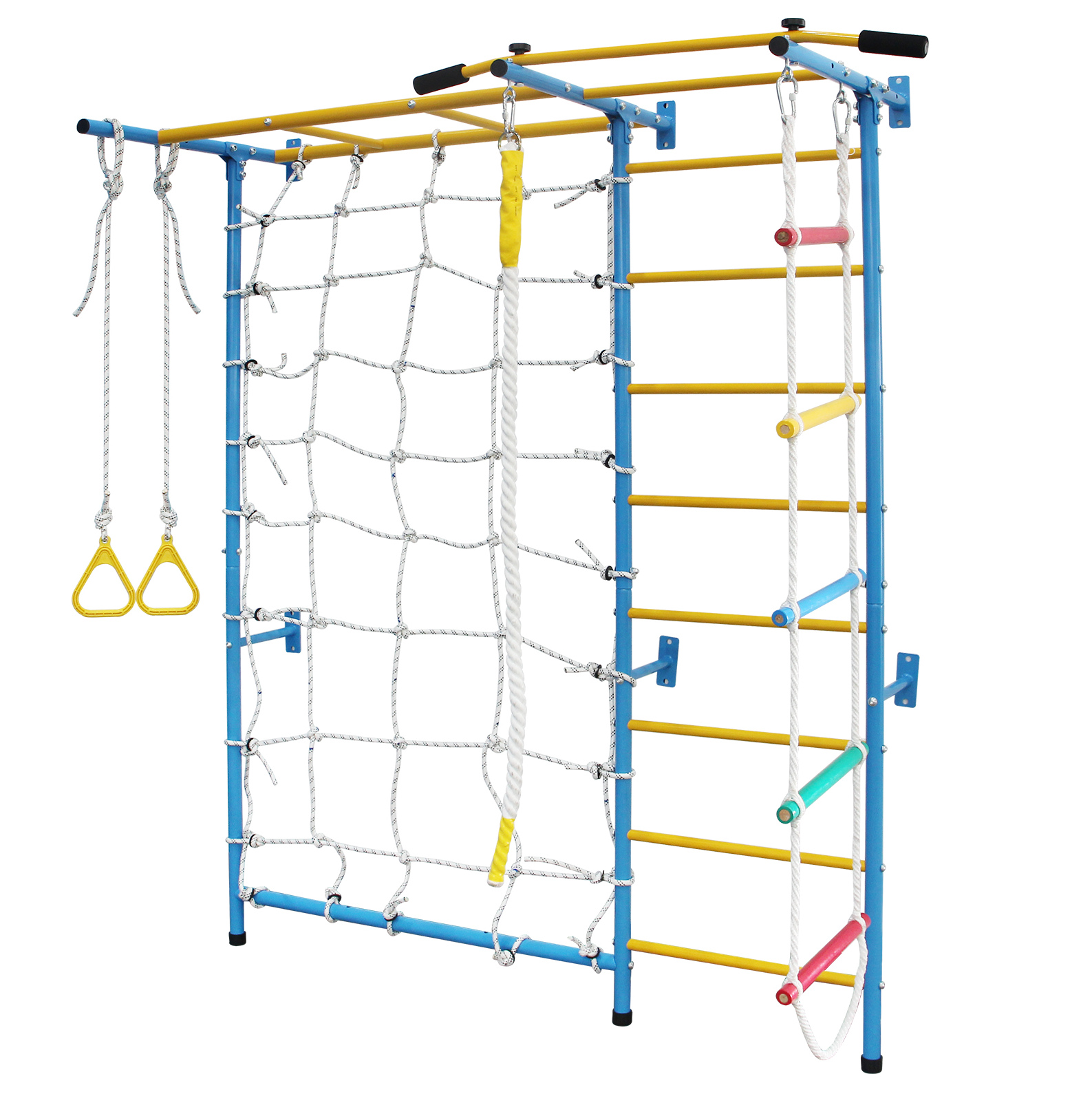 7-in-1 Indoor-spielplatz Für Kinder, Kletterwand Aus Karbonstahl, Blau Okmyhome