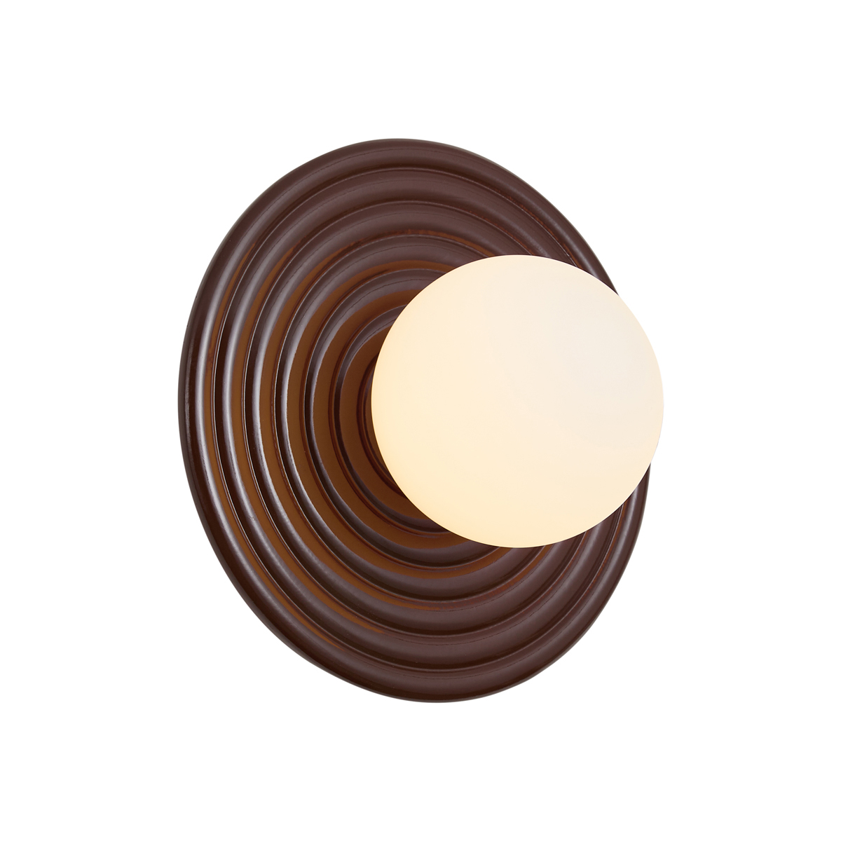 Qazqa Retro Wandleuchte Braun Mit Opalglas Rund 20cm Ip44 - Lila