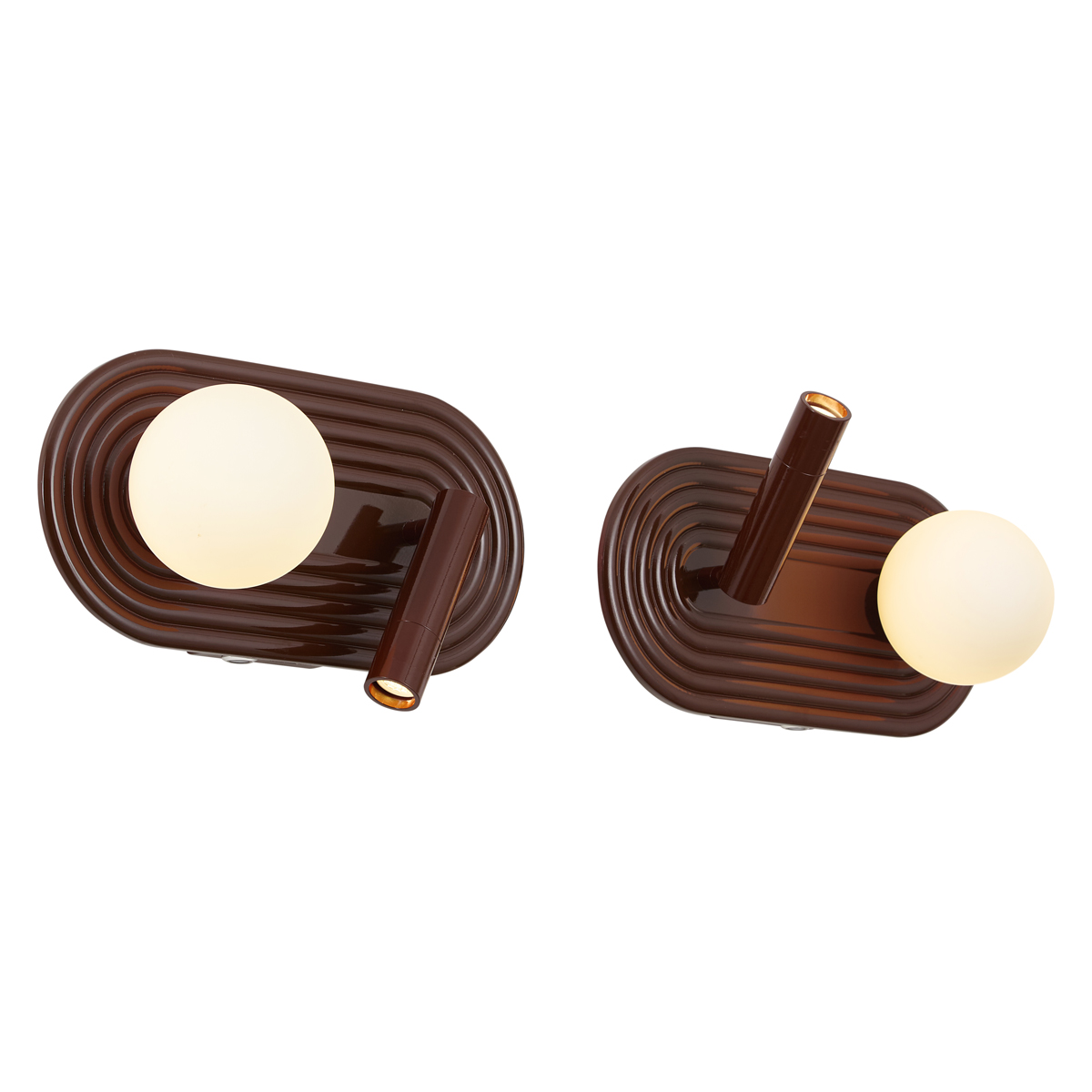 Qazqa Set Aus 2 Retro-wandleuchten Braun Inkl. 3-stufen Dimmbarer