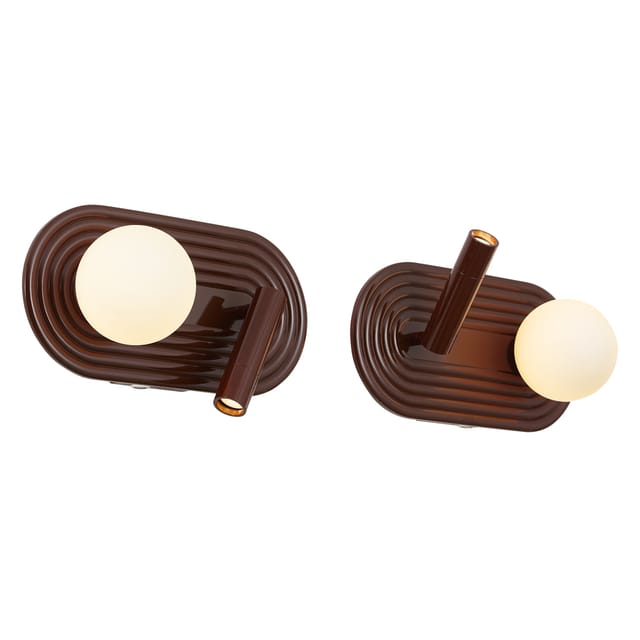 Qazqa Set Aus 2 Retro-wandleuchten Braun Inkl. 3-stufen Dimmbarer
