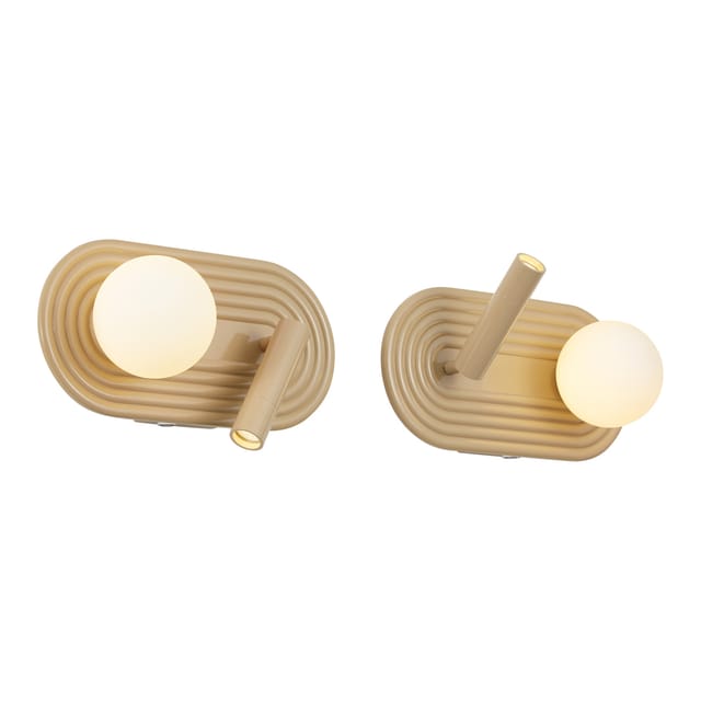 Qazqa Set Aus 2 Retro-wandleuchten Taupe Inkl. Led 3-stufen