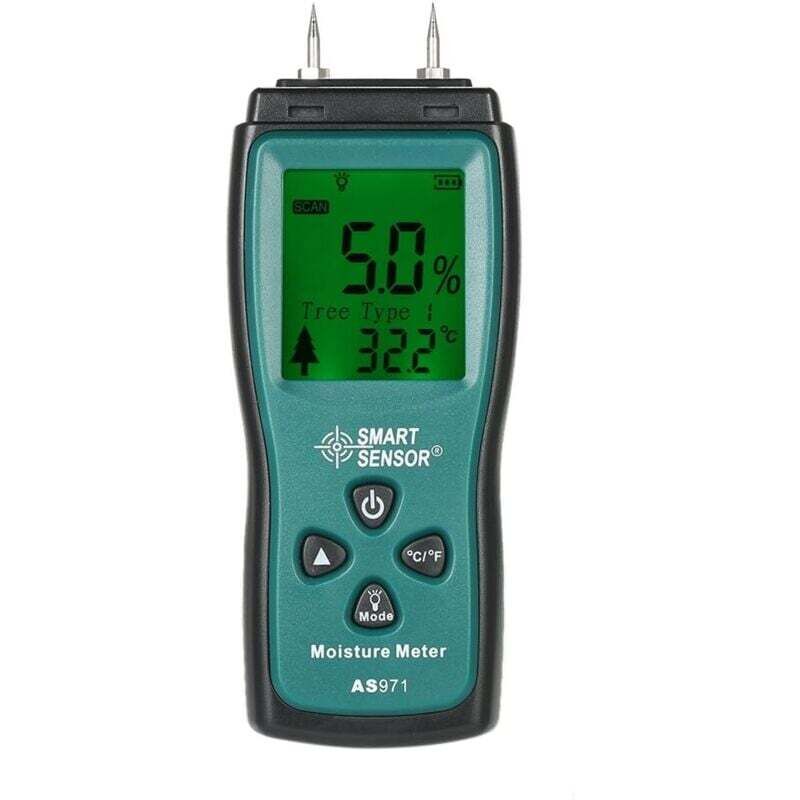 Amxcnoy Mini-tragbares Digitales Lcd-manometer Für Feuchtes Holz, Feuchtigkeitsdetektor, 2-polige Sonde, Messbereich 2 % Bis 70 %
