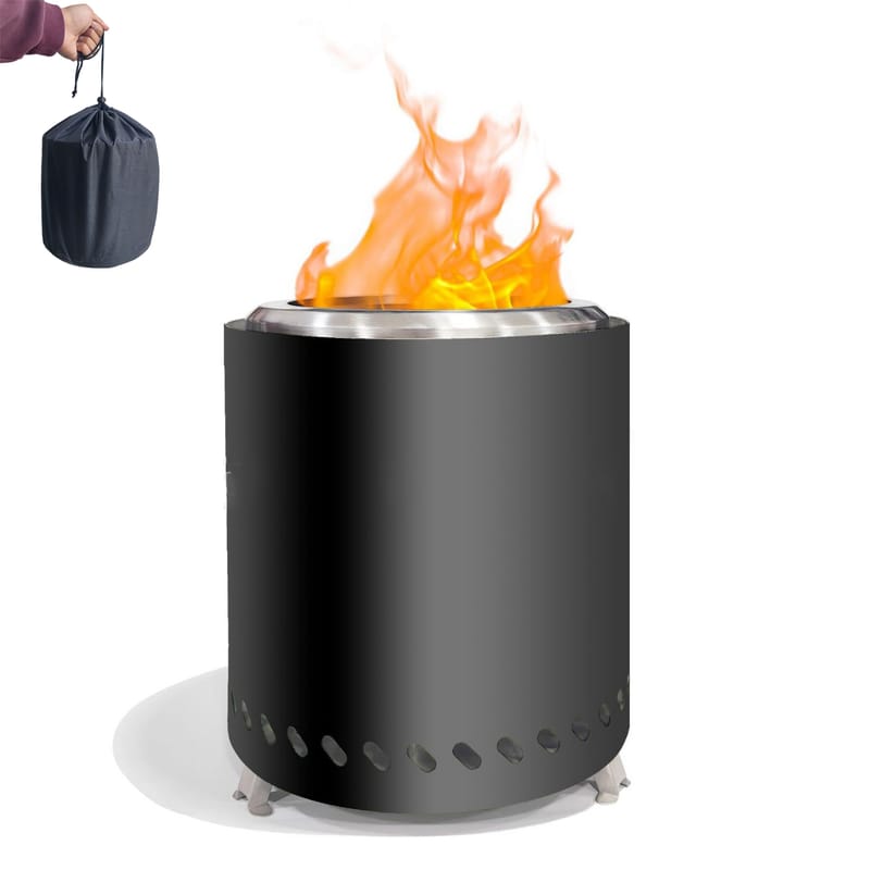 Rauchfreier Kamin, 14 Cm Mini-außenofen Aus Edelstahl Mit Aufbewahrungstasche, Tischfeuerstelle Mit Geringem Verbrennungsvolumen, Schwarz.