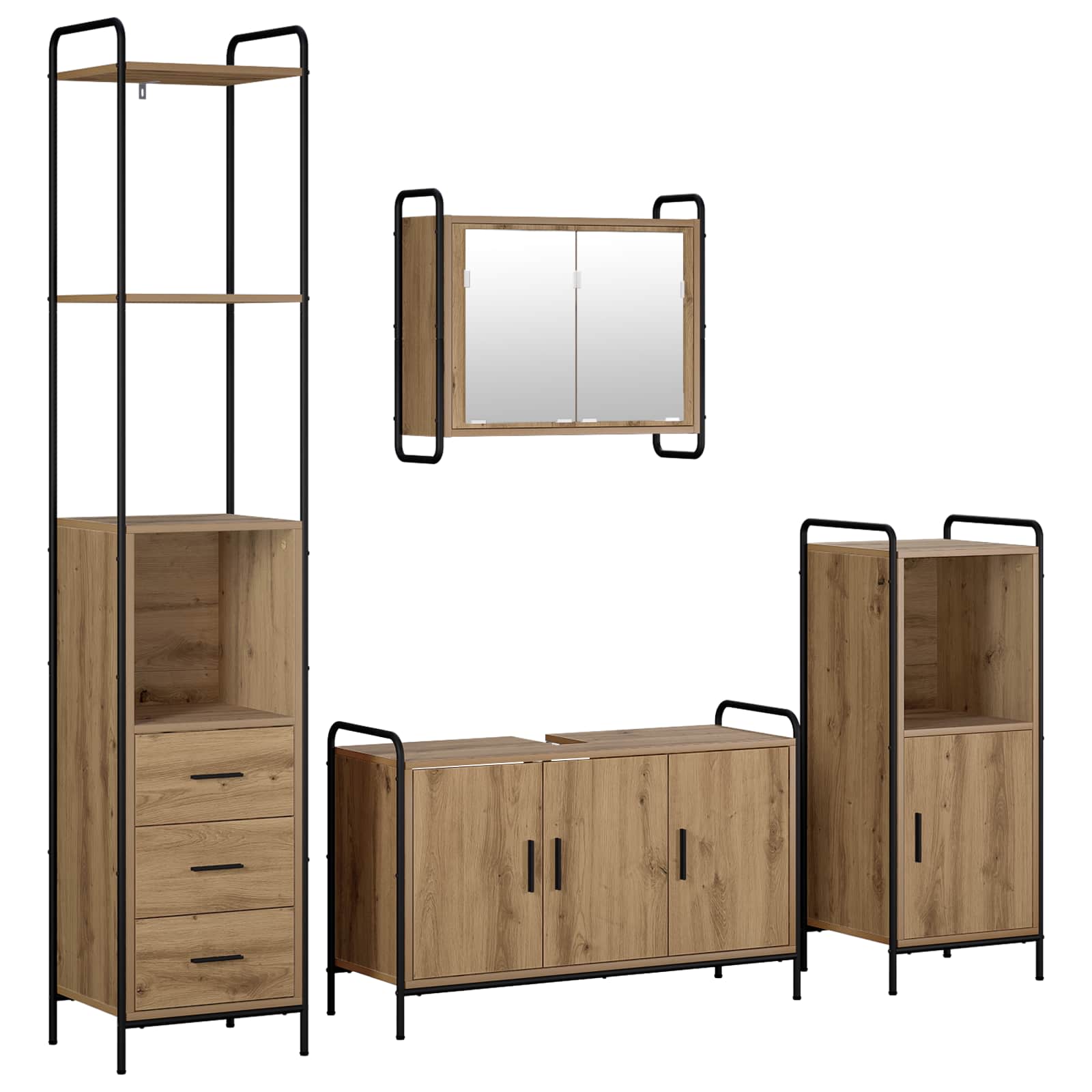 Vidaxl Bathroom Cabinet Set 4 Pcs Artisan Oak 40 X 36 X 200.5 Cm