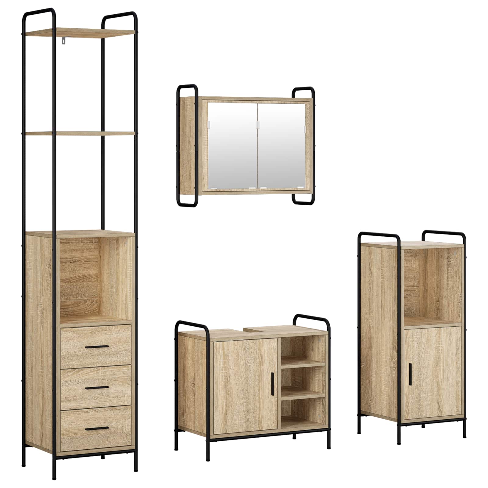 Vidaxl Bathroom Cabinet Set 4 Pcs Sonoma Oak 40 X 36 X 200.5 Cm