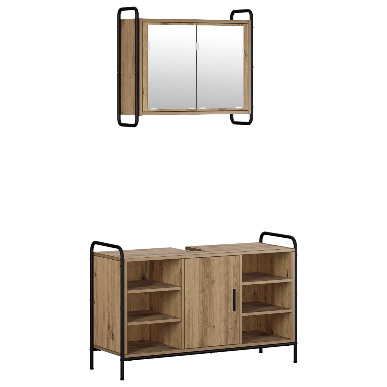 Vidaxl Bathroom Cabinet Set 2 Pcs Artisan Oak 95 X 34 X 61 Cm