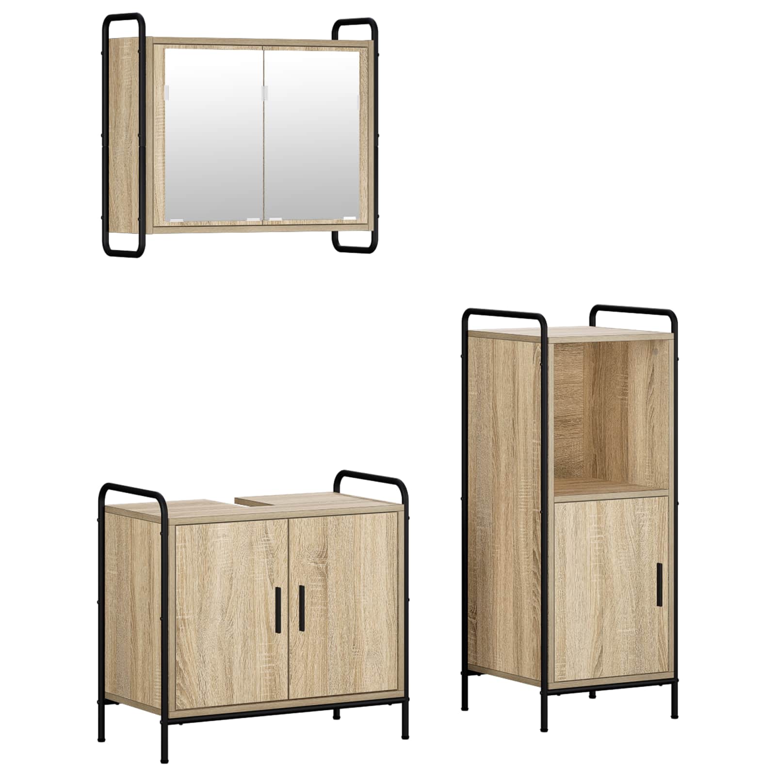 Vidaxl Bathroom Cabinet Set 3 Pcs Sonoma Oak 40 X 36 X 99.5 Cm