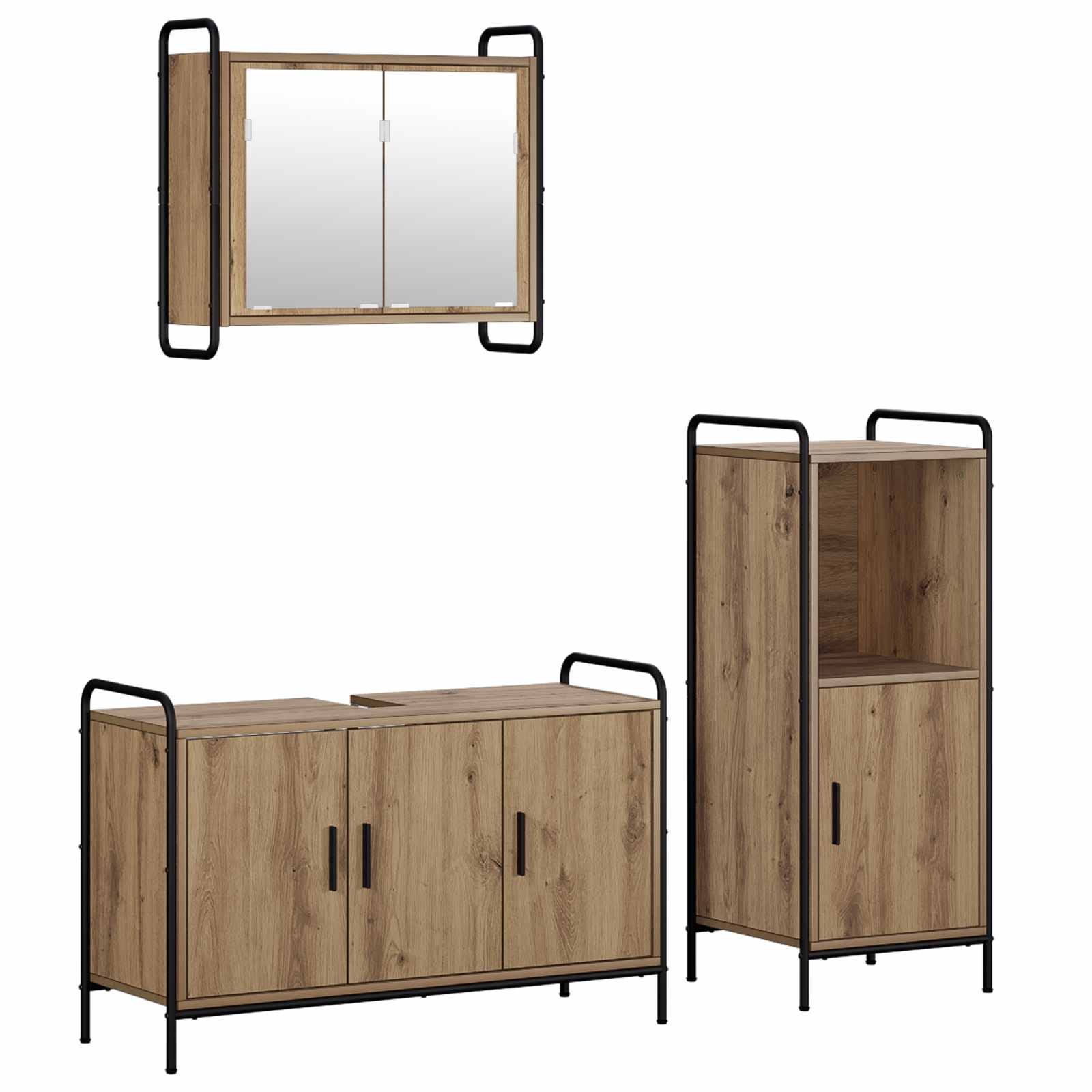 Vidaxl Bathroom Cabinet Set 3 Pcs Artisan Oak 40 X 36 X 99.5 Cm
