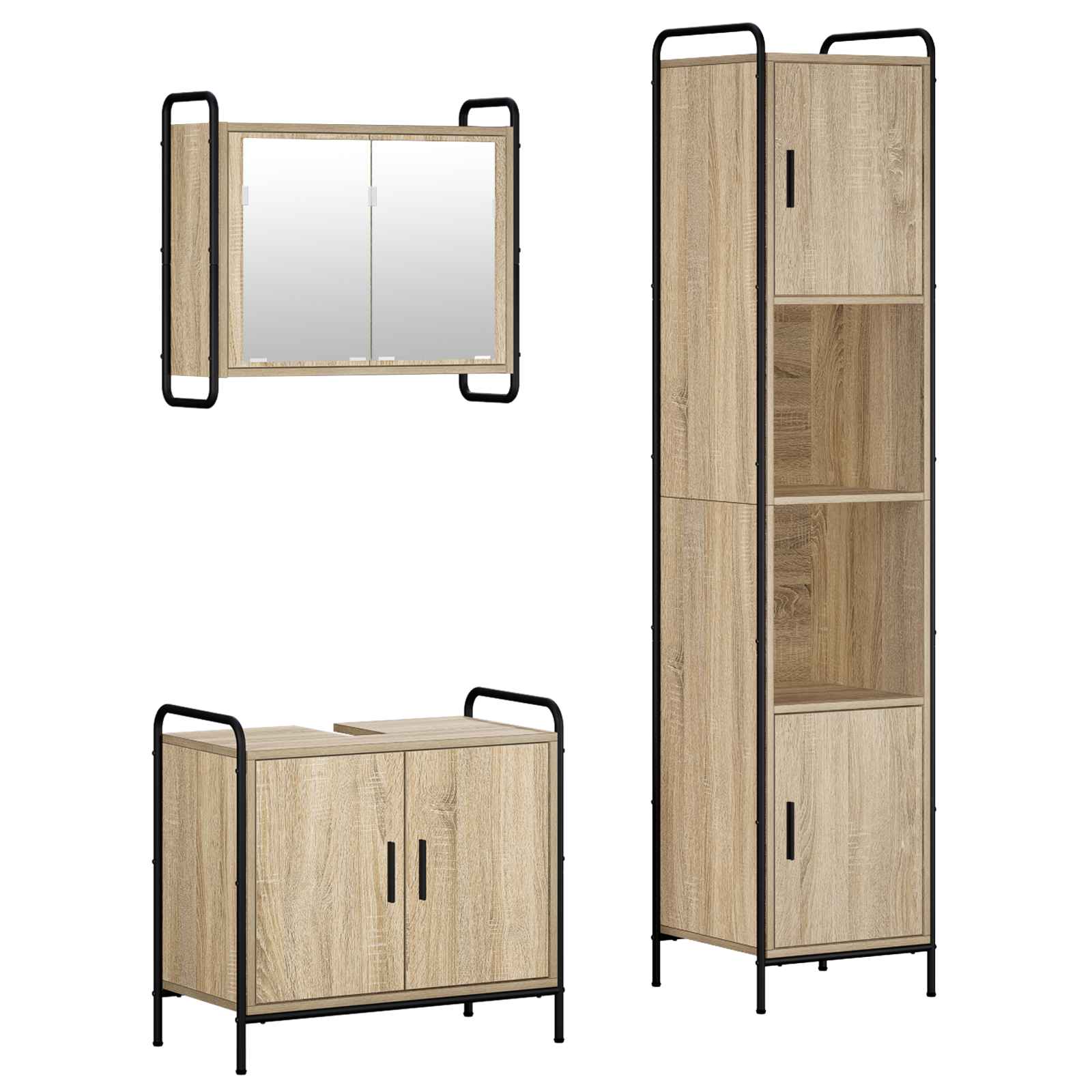 Vidaxl Bathroom Cabinet Set 3 Pcs Sonoma Oak 40 X 36 X 181 Cm