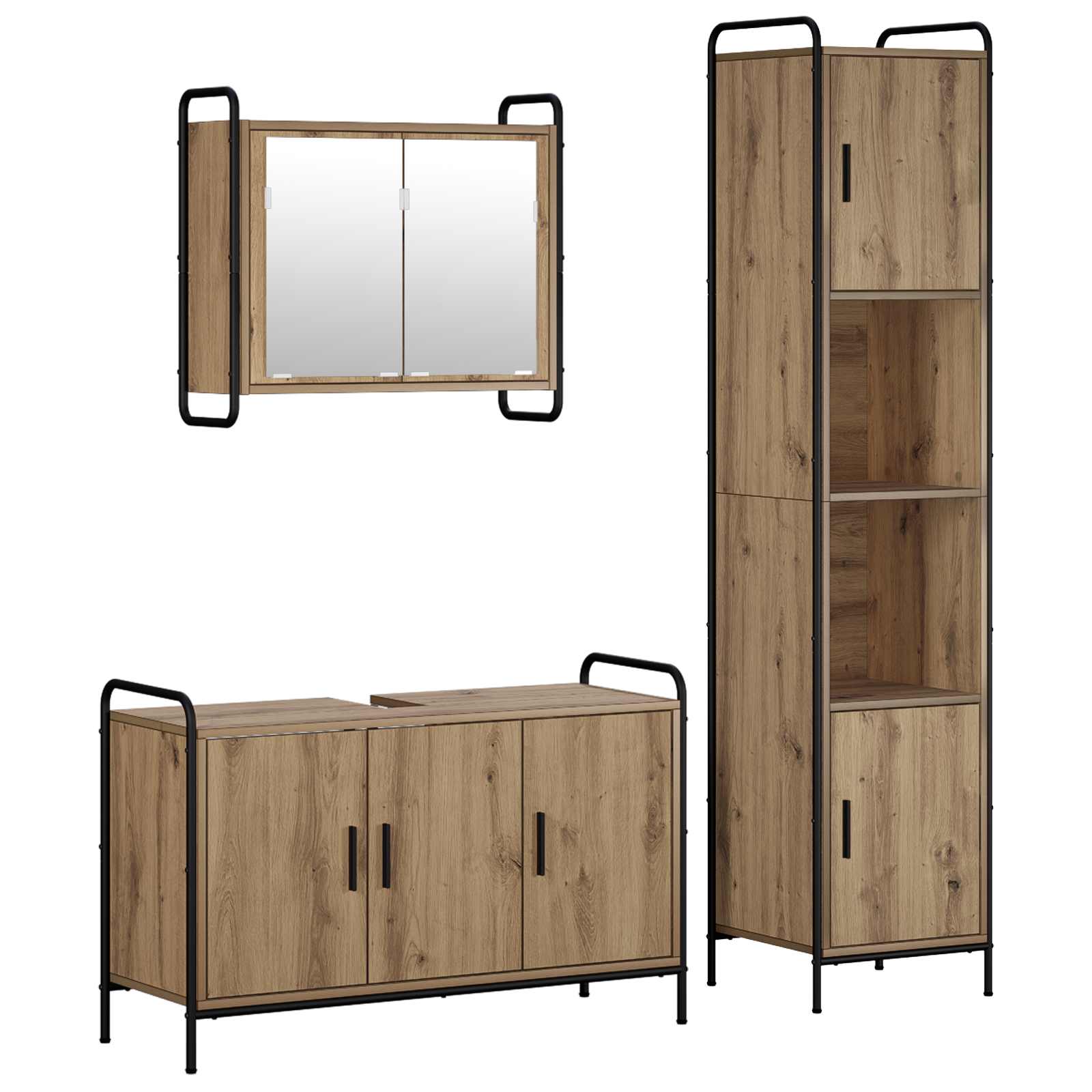 Vidaxl Bathroom Cabinet Set 3 Pcs Artisan Oak 40 X 36 X 181 Cm