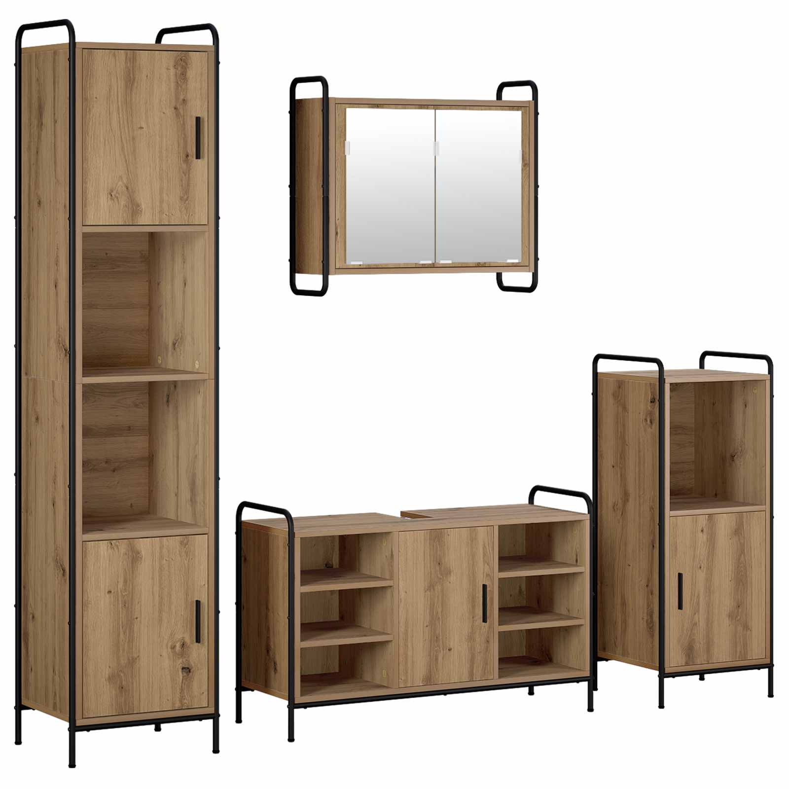 Vidaxl Bathroom Cabinet Set 4 Pcs Artisan Oak 40 X 36 X 181 Cm